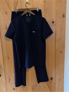 Figs Scrub Top & Pants Set Small Unisex British Navy Blue Technical Collection
